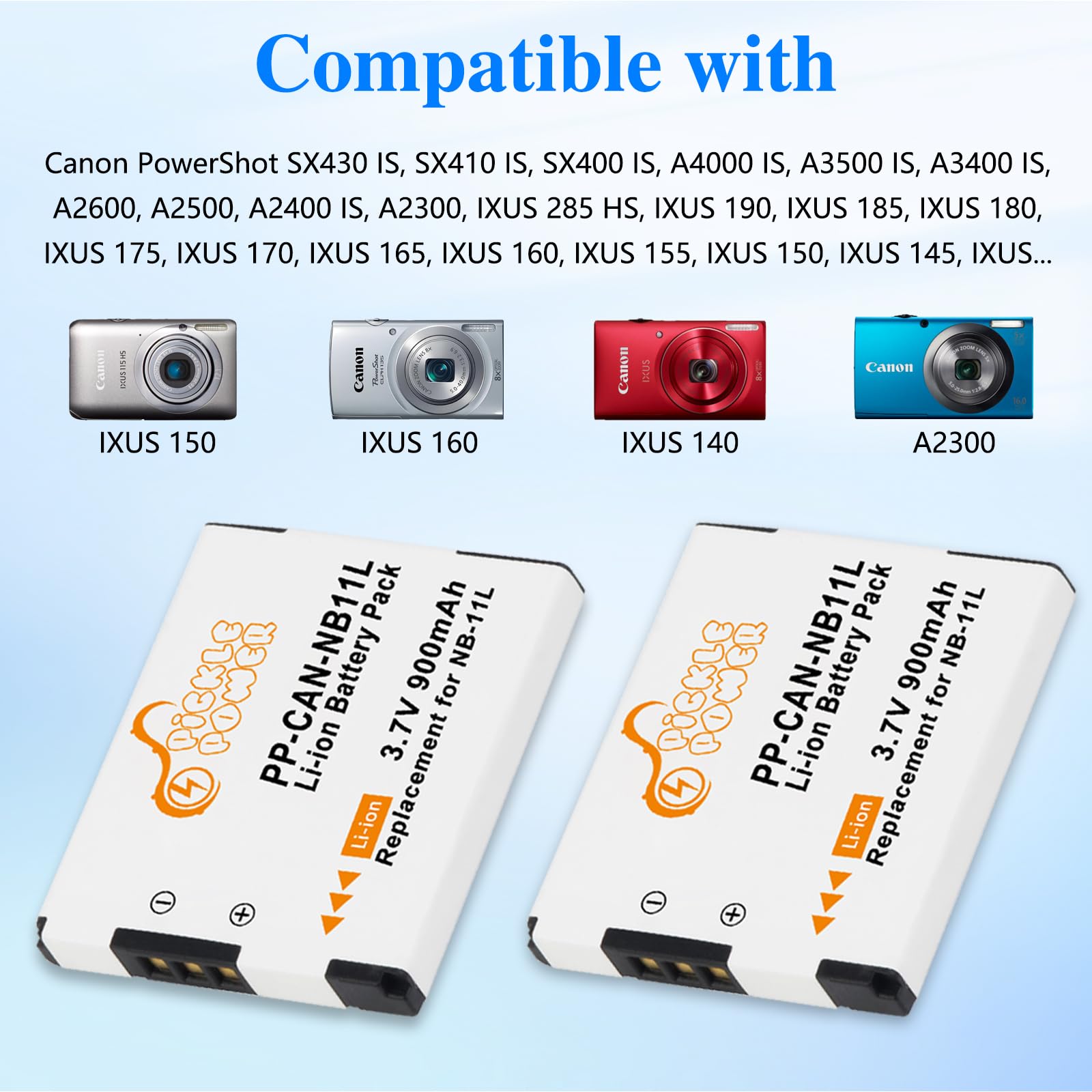 Kit Batterie NB-11L Joiry Pour Canon - 2 Batteries + Chargeur - Compatible PowerShot/ELPH/IXUS