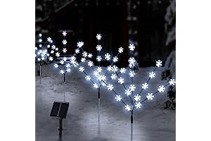 4-Pack Solar Artificial Tree Snowflake Lights