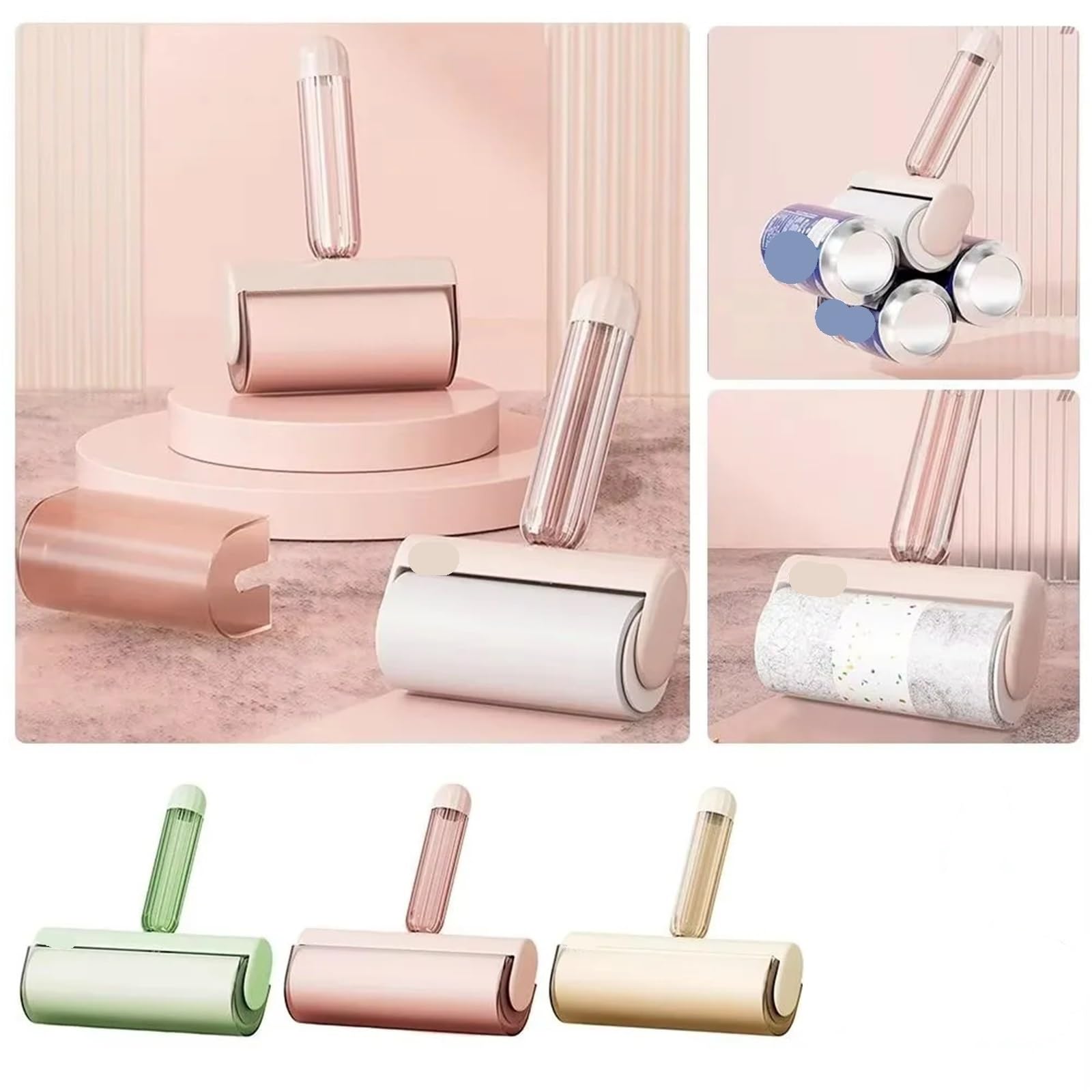 6 Pezzi Adesivo a Rullo Spazzola a Letto Pulizia dei Capelli Tappeto Domestico Vestiti Carta a Strappo per Vestiti, Divano, Letto(Pink-6)