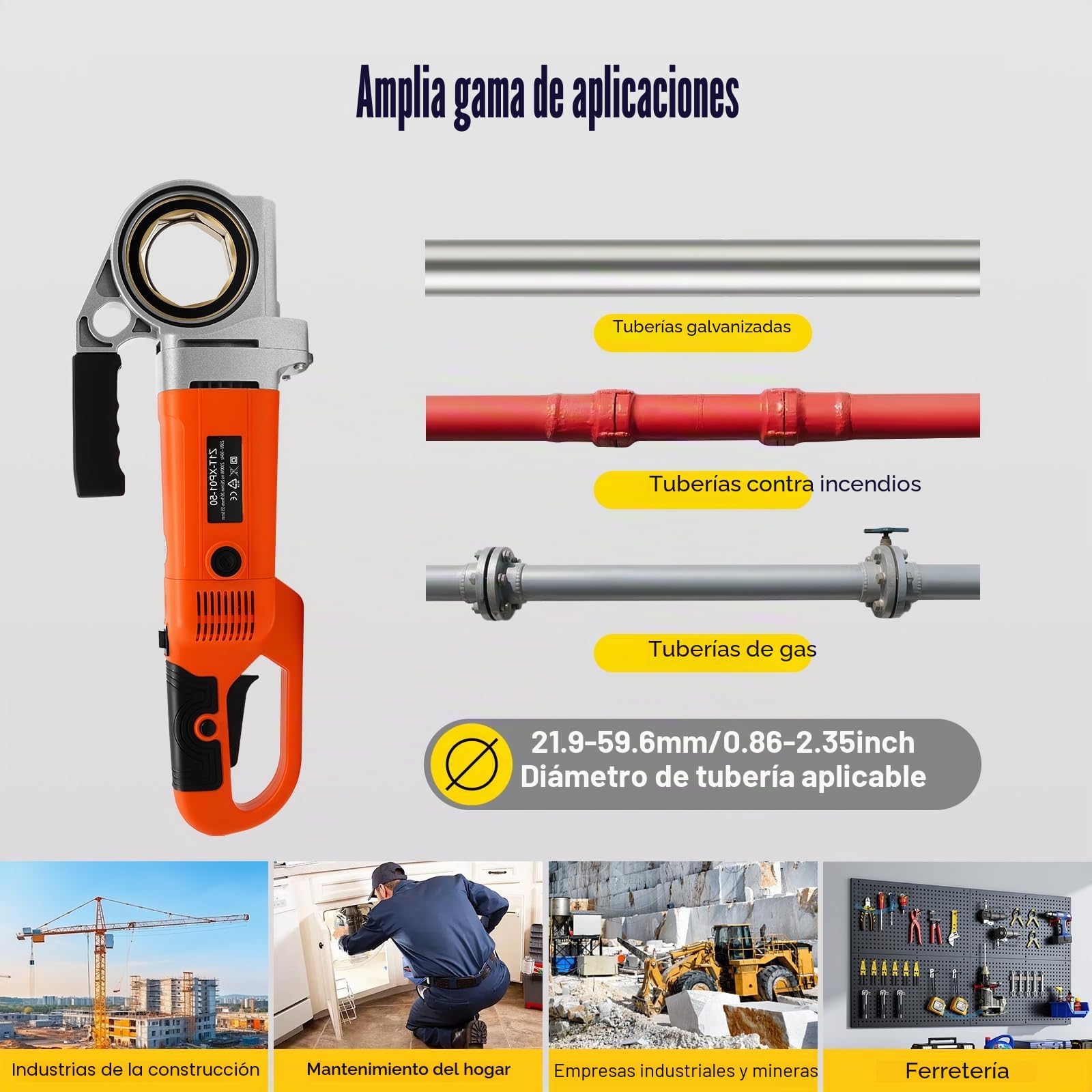 Roscadora portátil, Roscadora Manual para Roscadora | Eléctrica de Tubos con Bolsa de Transporte, 6 Matrices 1/2, 3/4, 1, 1-1 / 4, 1-1 / 2, 2, 2300W Power Drive Roscadora de tubos