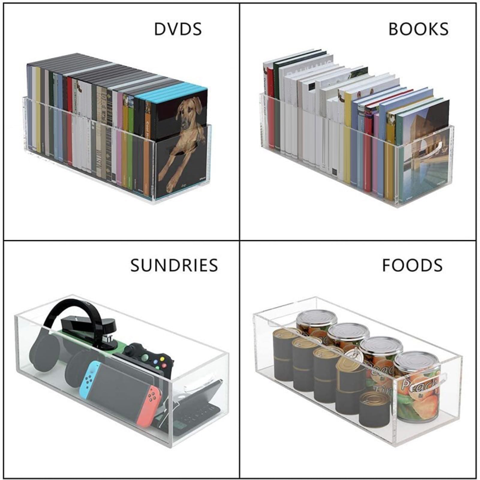 Scatola Porta Dvd | Contenitori portaoggetti in Acrilico Custodia Porta Dvd impilabile Scatola Porta Dvd Trasparente - per Dvd, Libri, Articoli Vari, conservazione degli Alimenti