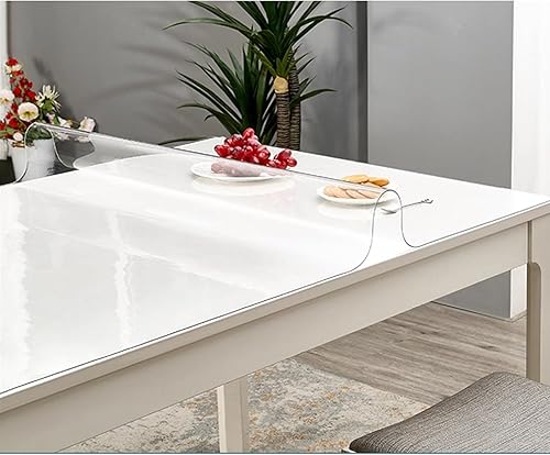 Miniatura 2 de FLAVYO Protector de mesa transparente, 0.039 in de grosor, protector de mantel de PVC transparente, mantel de plástico transparente lavable (28 x 51