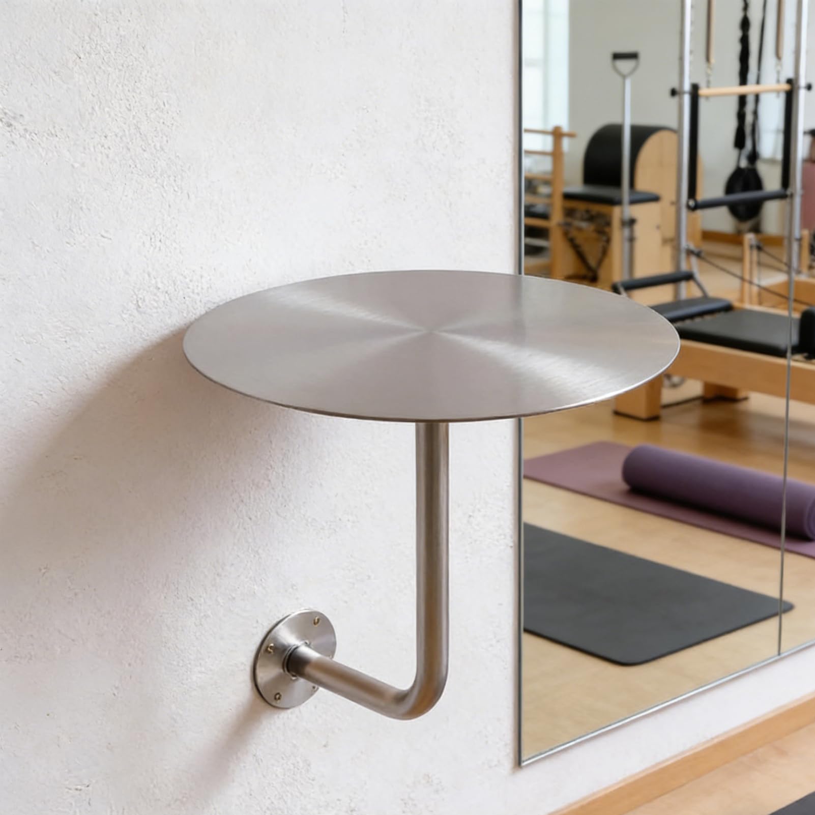 Estante flotante de acero inoxidable, bandeja de almacenamiento montada en la pared para baño, exhibición de joyas y decoración, diseño redondo de 40 cm