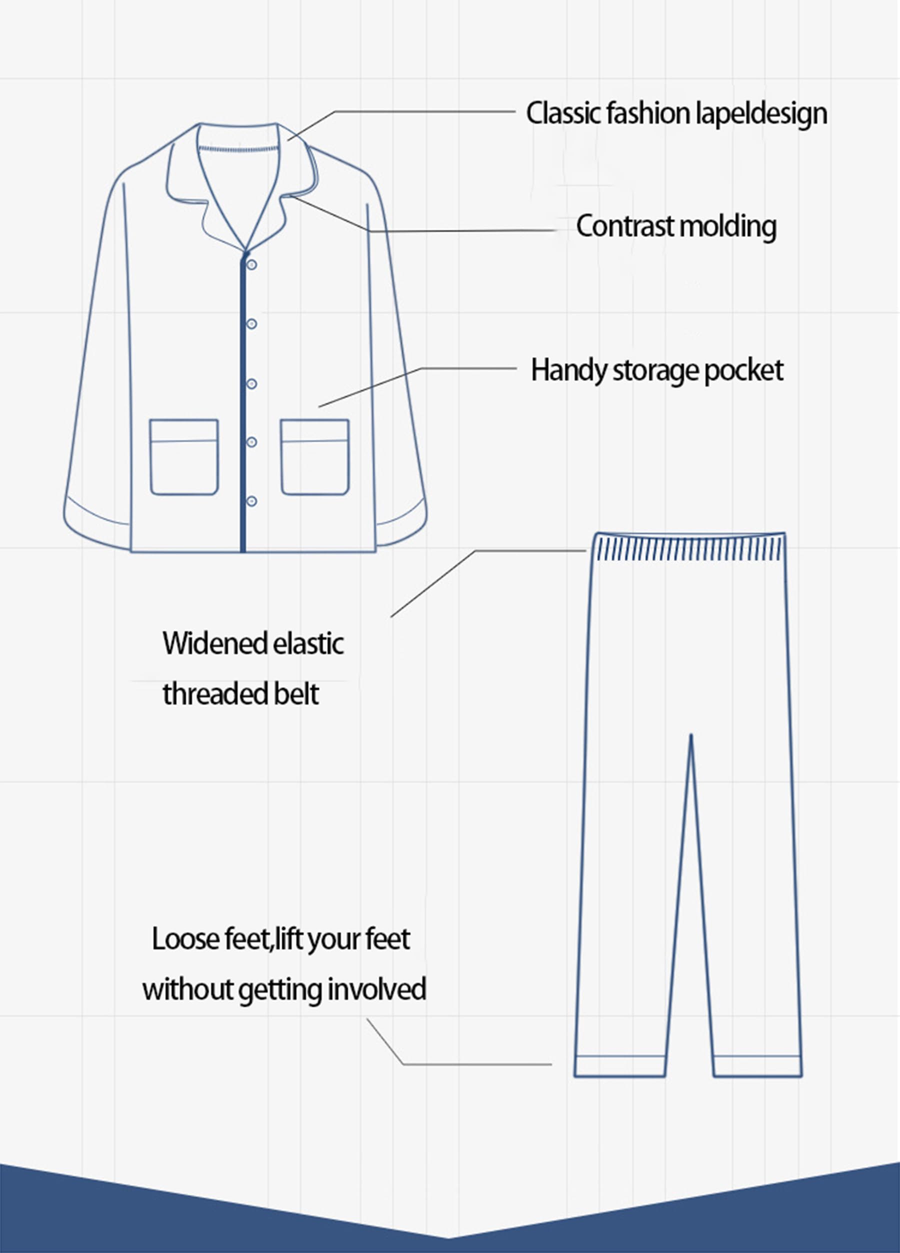 Pigiama Uomo 2 Pezzi a Maniche Lunghe Pantaloni Lunghi Pigiama Set Caldo Ispessito Plus Size Homewear
