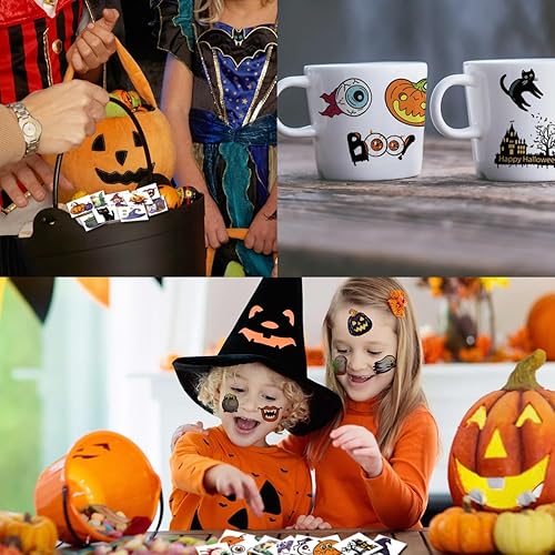 Miniatura 4 de 148 hojas de tatuajes temporales de Halloween para niños, tatuajes individuales de esqueletos de calabaza de Halloween para niños y niñas, regalos