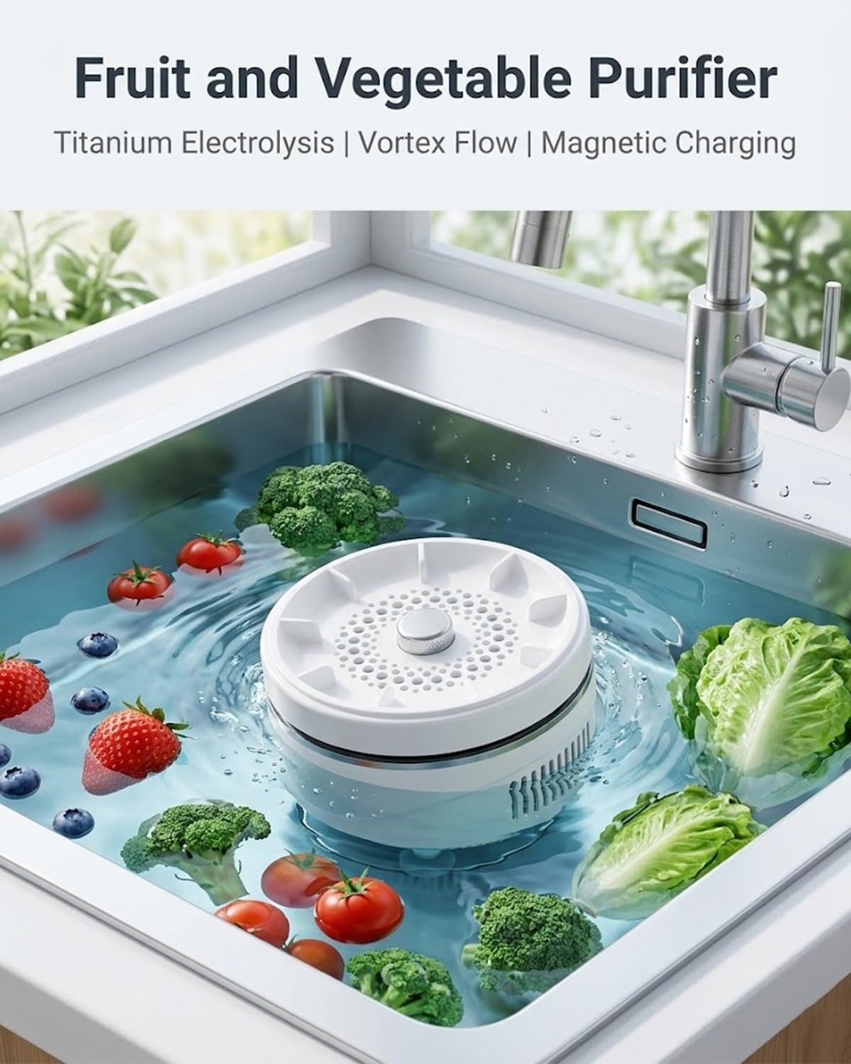 Fruit and Vegetable Washing Machine, Portable Produce Purifier Device, Ultrasonic Veggie Washer Cleaner, Wireless Automatic Food Cleaning, Waterproof Electric Kitchen Gadget for Meat or Rice(3pcs)