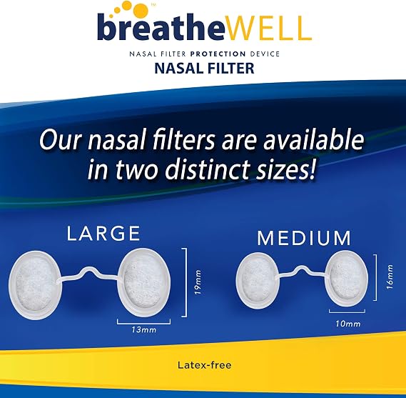 Nose Filters, Nasal Filter Protection Device for Allergy Defense, Discreet Nasal Dilator, Helps Shield Against Airborne Irritants, Pollutants, Dust & Pet Dander, Large, 6 Count