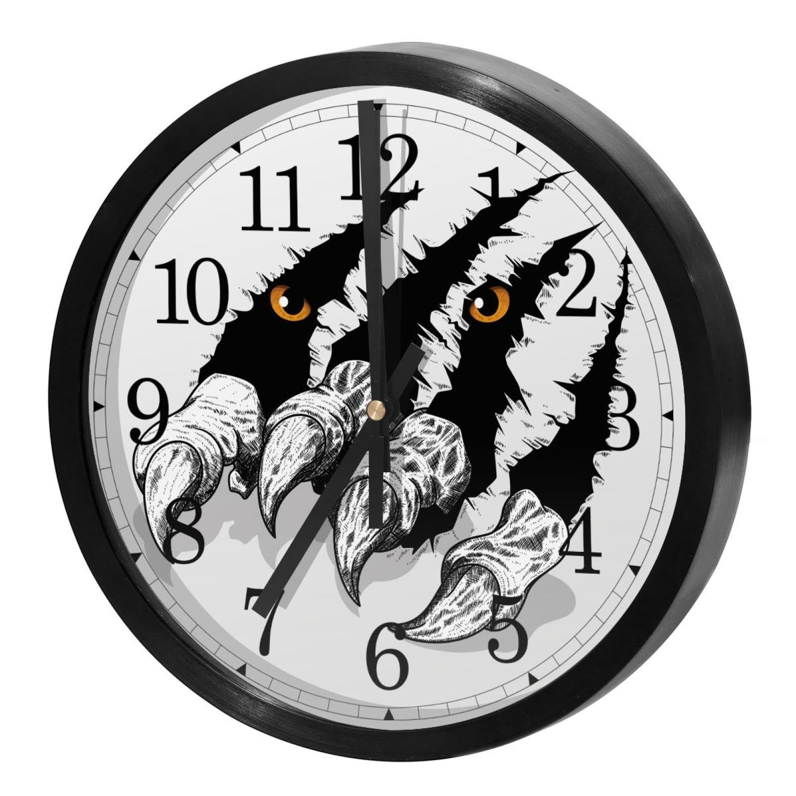 Horloge murale silencieuse à quartz Griffes de tigre pour maison et bureau