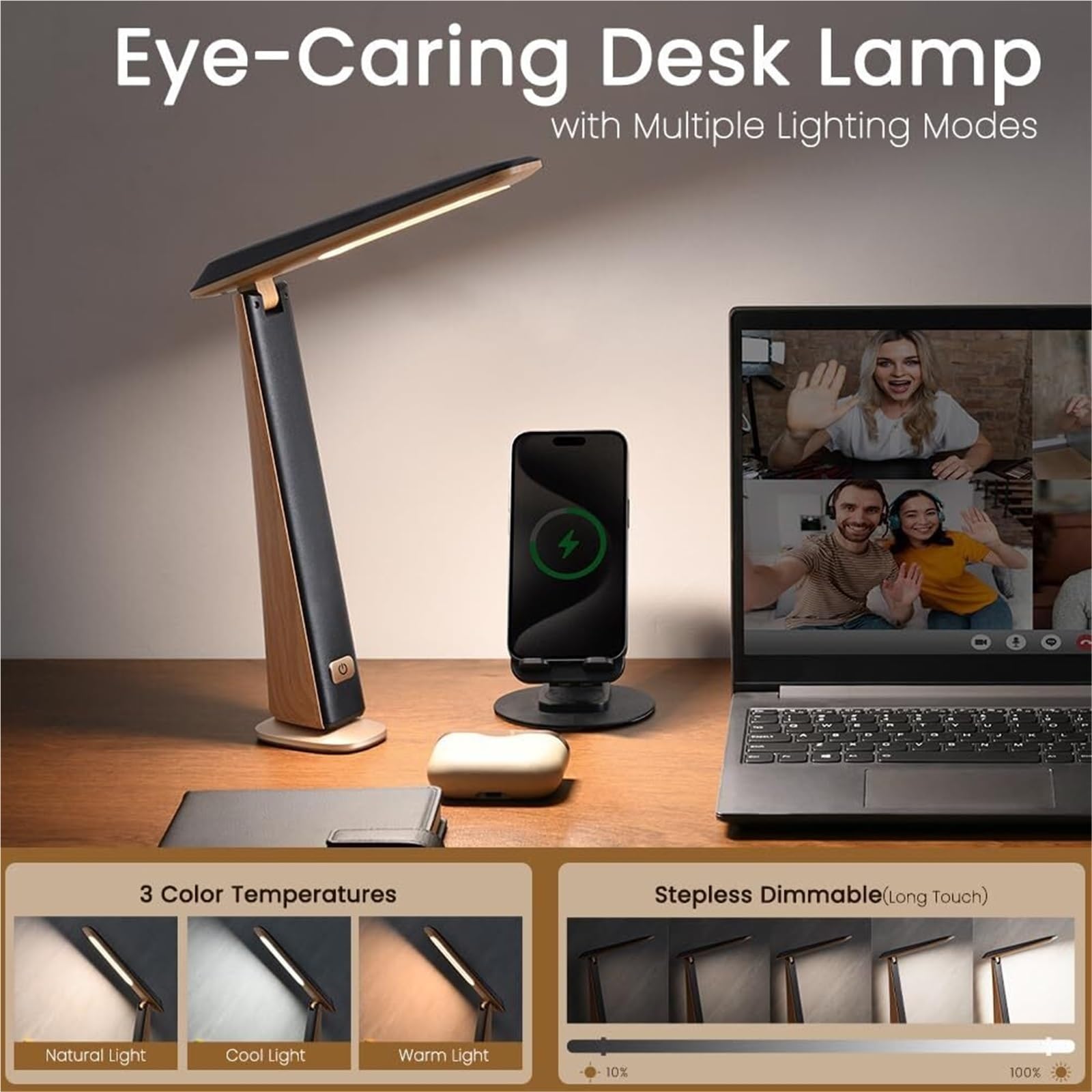 Lámpara De Mesa Lámpara de Oficina Lámparas De Escritorio Recargables Plegables LED A Batería Con Brillo Continuo Luz Escritorio