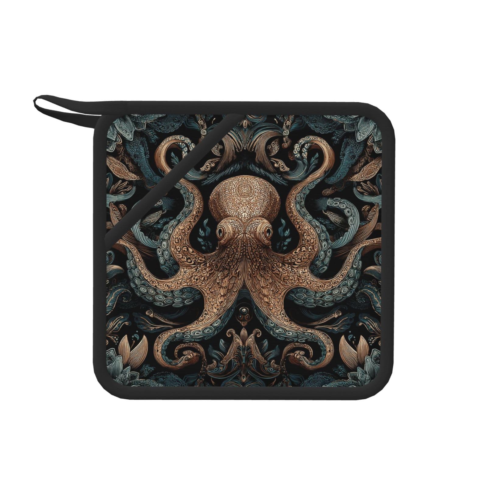 Pot Holders Set of 1 PC Heat Resistant Oven Hot Pads Giant Octopus Pot Holders Soft Cotton Lining Potholders Non-Slip Silicone Kitchen Potholders for Cooking Oven BBQ Kitchen Accessories
