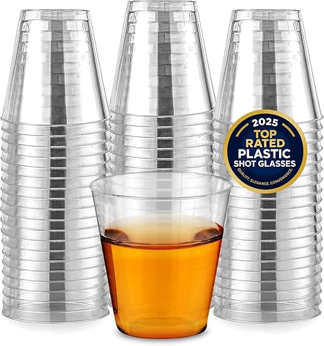 Stock Your Home Vasos de chupito de 2 onzas  250 mini vasos de chupito de plástico (2 onzas) vasos desechables transparentes para chupitos de