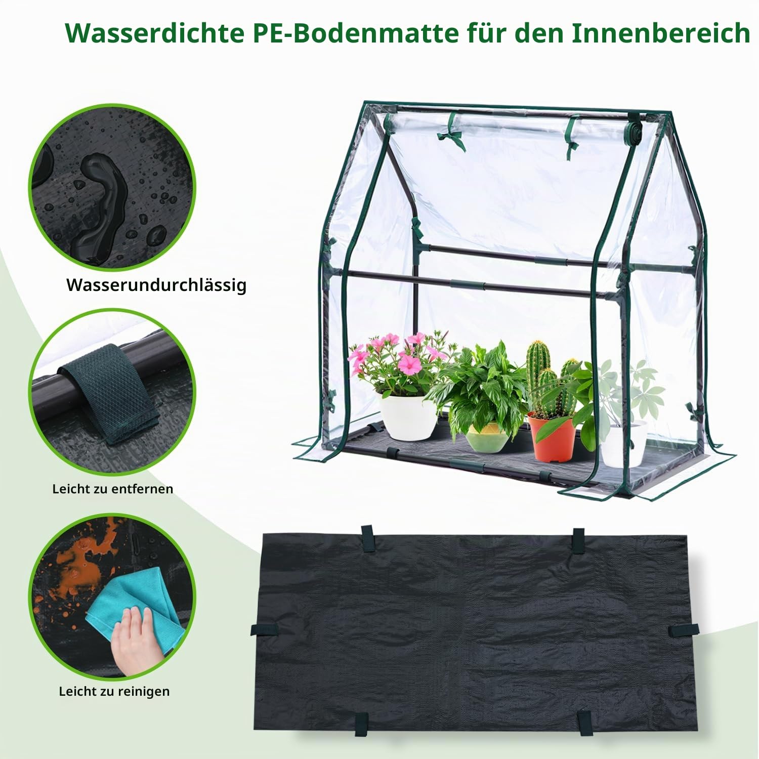 Ohuhu Mini Gewächshaus Zimmergewächshaus PVC Foliengewächshaus mit wasserdichte Matte, Tomatenhaus Folie Gewächshaus Klein für Sämling Pflanze die Indoor Kräutergarten 91,5x45,5x84 cm
