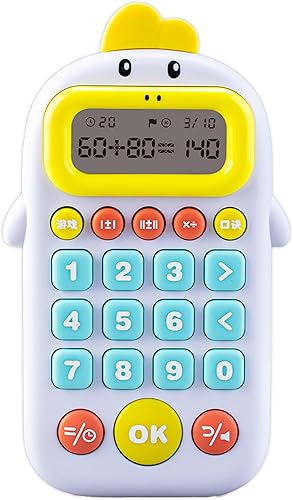 Miniatura 1 de Skywin Calculadora de juguete para niños, color blanco, juegos de aprendizaje temprano, juguetes para niños, calculadora fácil de leer, pequeña para