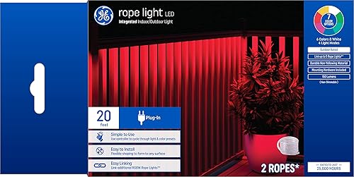 Miniatura 7 de GE Cuerda de luz LED de iluminación, tira de luz enchufable para exterioresinteriores, blanco suave, 20 pies (paquete de 2)