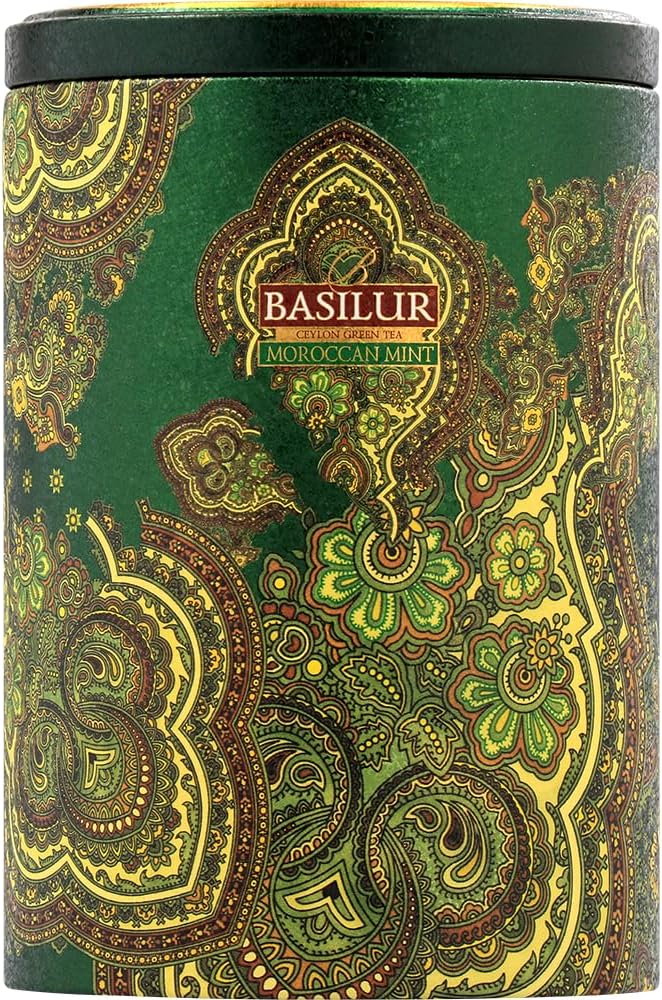 Basilur Oriental Collection Moroccan Mint Ceylon Green Loose Tea 1 Pack of 100 g in Caddy