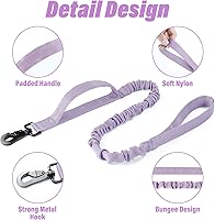 Vista 3 de Juego de collar táctico y correa elástica para perro, collar ajustable de nailon para entrenamiento militar con mango de control y hebilla de metal