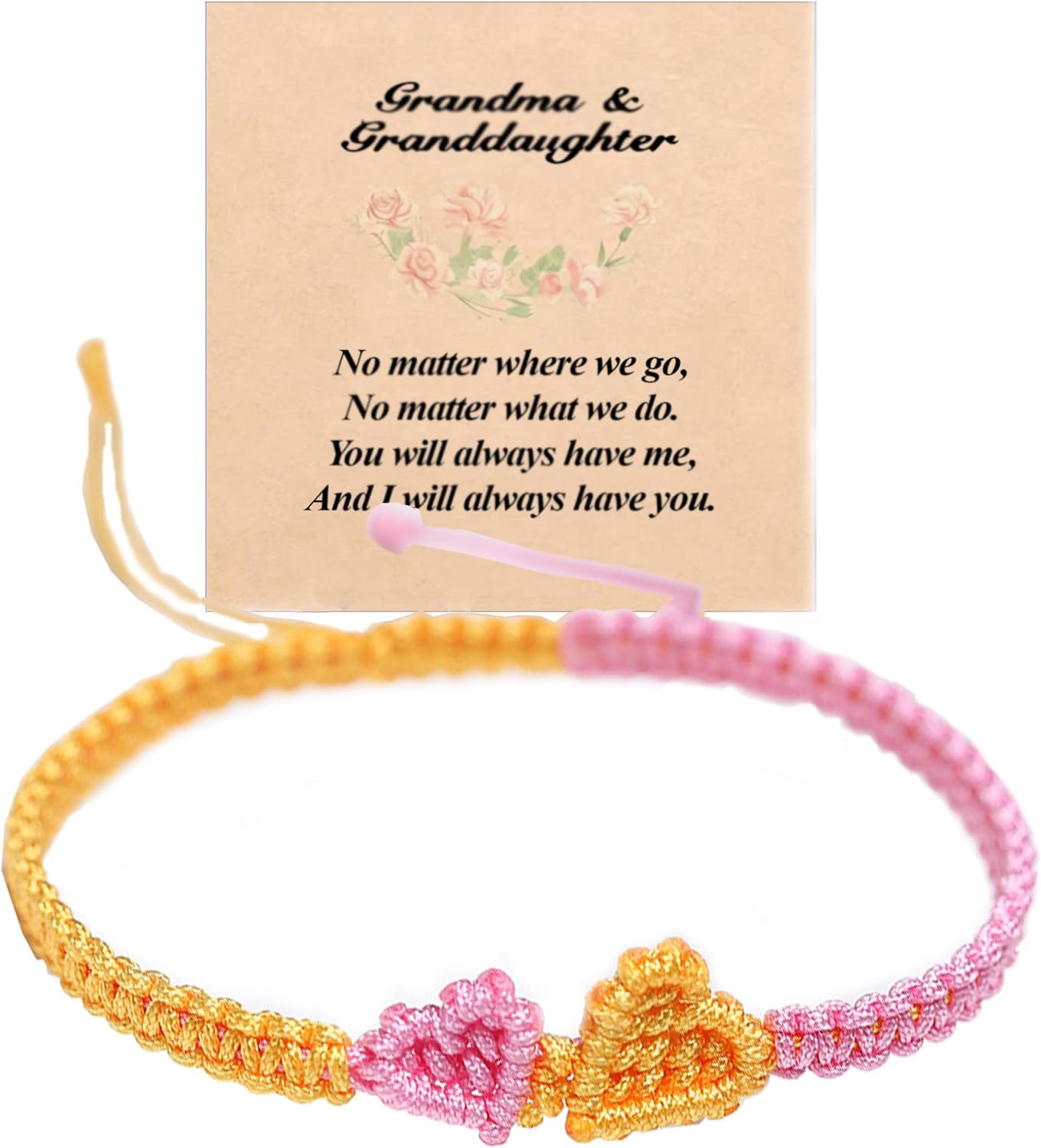 For Granddaughter - You'll Always Have Me & I'll Always Have You Heart Braided Bracelet, Granddaughter Bracelet from Grandma Adjustable To My Granddaughter Forever Linked Two-color Braided Heart Bracelets for Women thumbnail