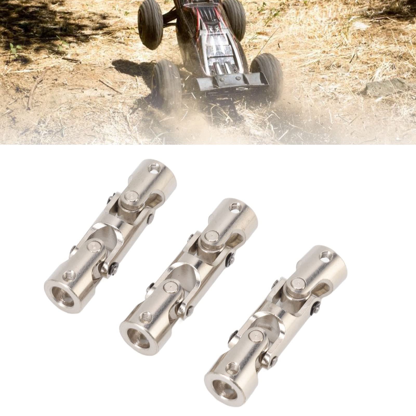 Eje de junta universal RC de 8 mm a 8 mm, acoplamiento de acero giratorio de 3 secciones, conector de dirección flexible para coche y barco RC, incluye tornillos de fijación y