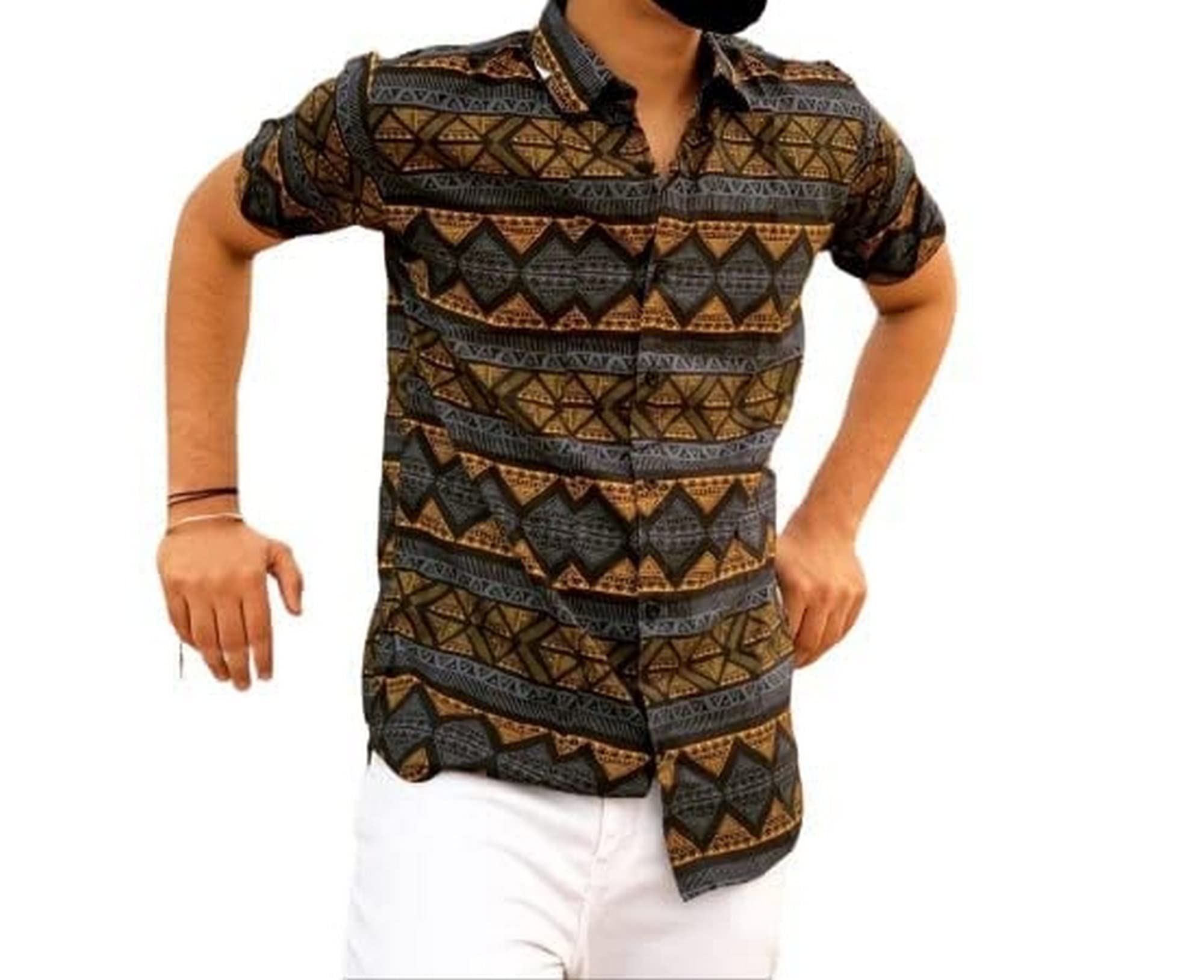 FAADDICTIONMen's Shirt Casual Printed Halfsleeve