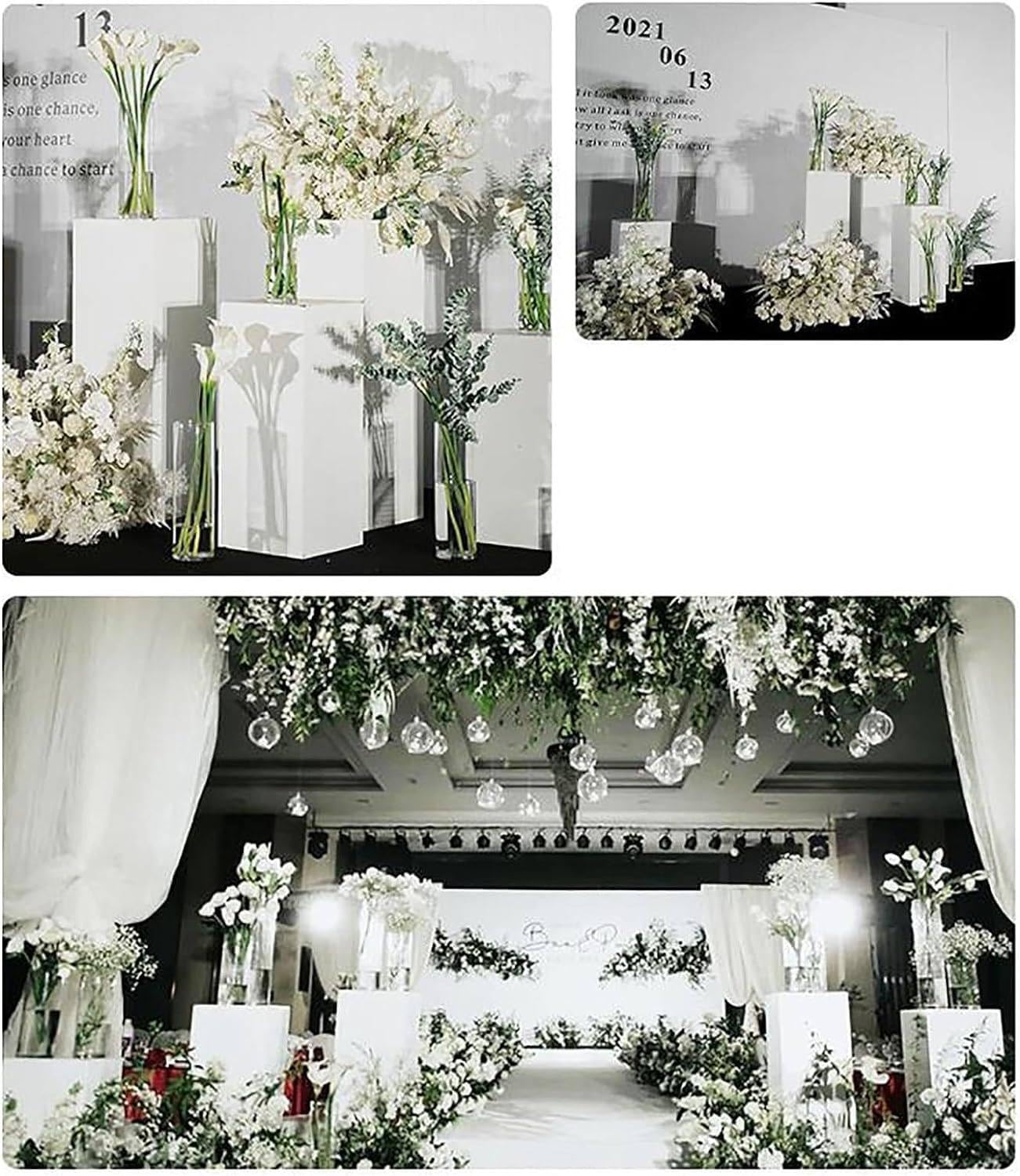 Soporte cilíndrico cuadrado para tartas y postres, soporte de metal para tartas con columnas de fondo para zócalos y pilares decorativos de mesa