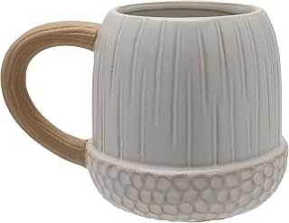 Widdop and Co - Country Living - White Glazed Ceramic Acorn Cup Mug for Tea & Coffee. Home Decor hostel gift, dinner and parties for animal and nature lovers - 14oz / 400ml.
