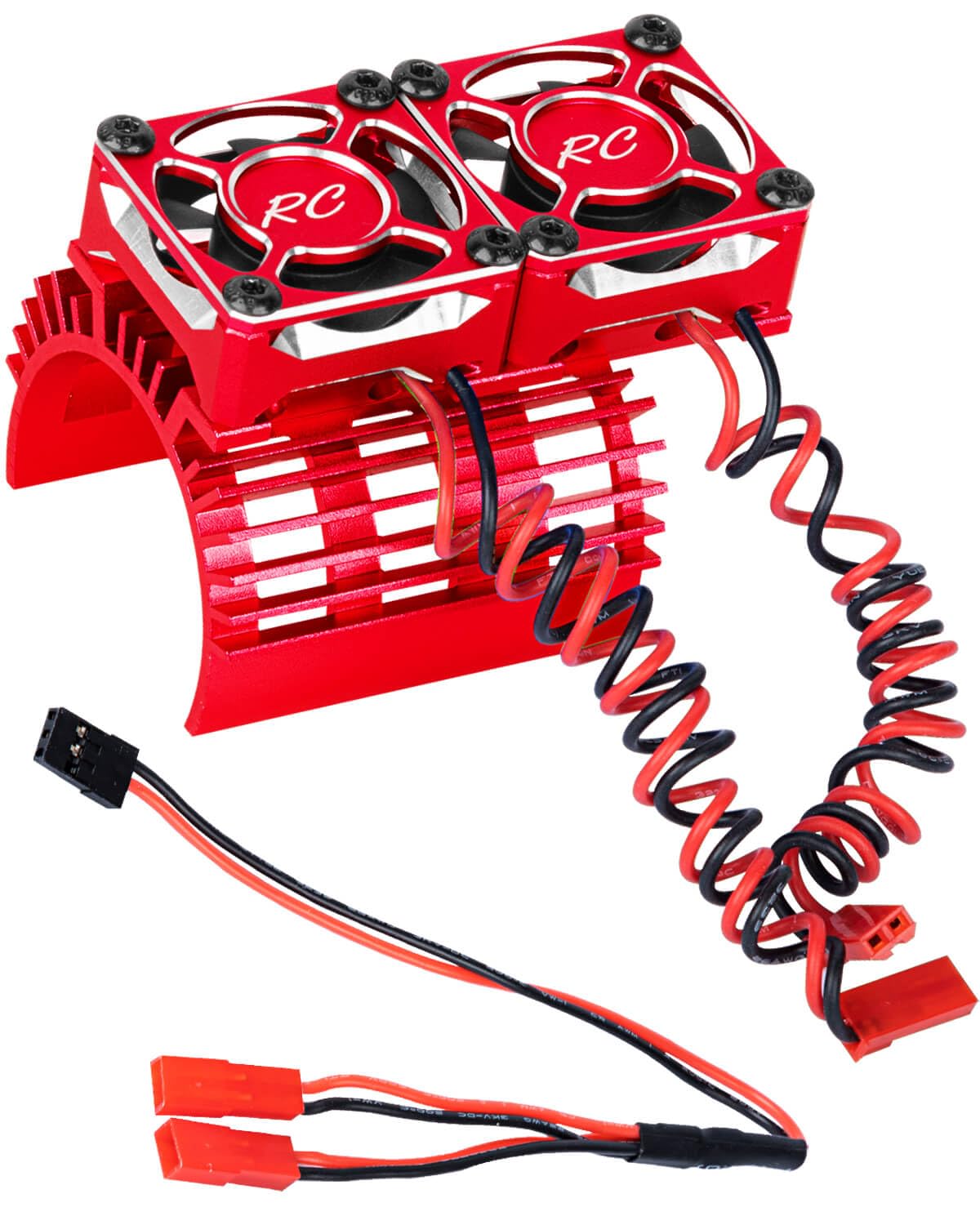 hopsupRC RC Motor Cooling Fan Upgrades Part 1/8 RC Car 40mm 42mm Brushless Motor,Motor Cooling Fans Surpass Hobby Twin 30mm RC Car Motor Fan with Metal Cover 4068 4274 Brushless Motor Heatsink,Red — image 1