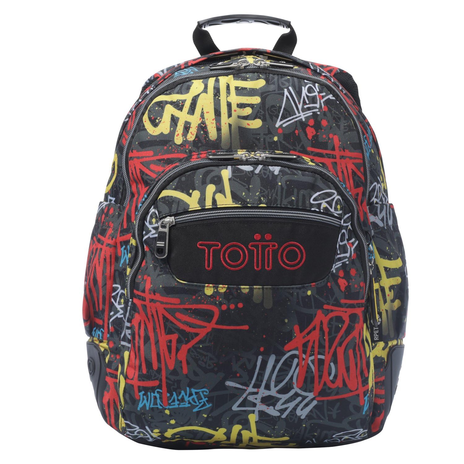 TOTTO Mochila Escolar Grande, Modelo Rayol, Capacidad 19 L, 3 Compartimentos, 2 Bolsillos Botella, Bolsillo para PC 14", Espaldar Ergonómico con Flujo de Aire, Correas en S, Estampado Grafil