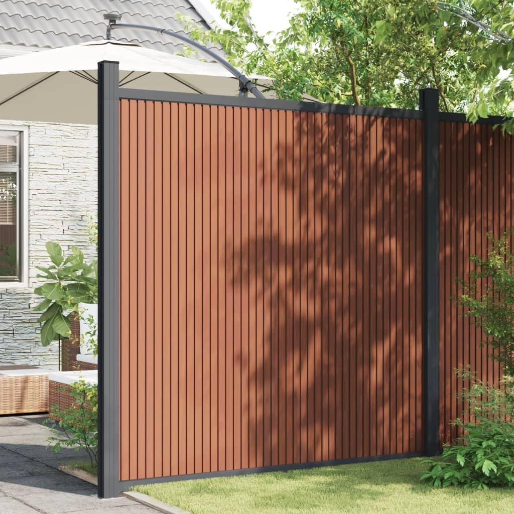 Vallas de jardín de WPC 180 x 186 cm Panel de Valla Jardin, Panel de Valla Elemento de Protección Visual para Terraza y Jardín Marrón