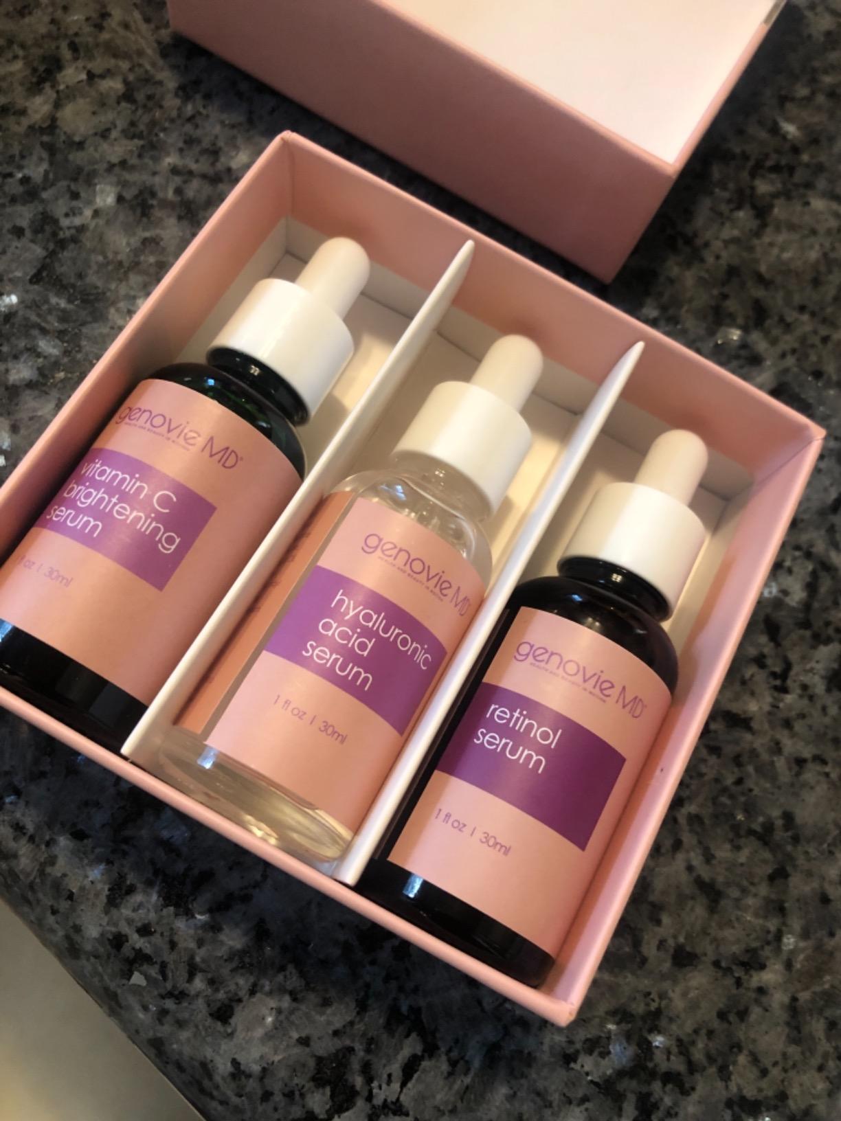 genovie MD Skin Renewal Serum Set Vitamin C serum Retinol Hyaluronic Acid