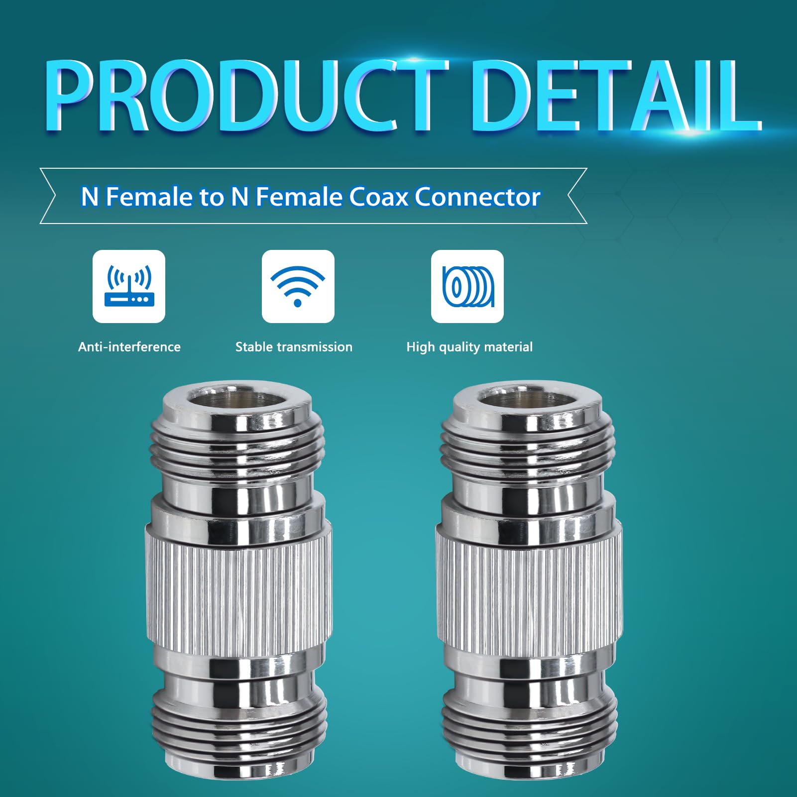 TUOLNK N-Type Female to N Female Barrel Coax Connector RF Coaxial Adapter for Wifi Antenna Extension Cable Analyzer 2pcs - Image 3