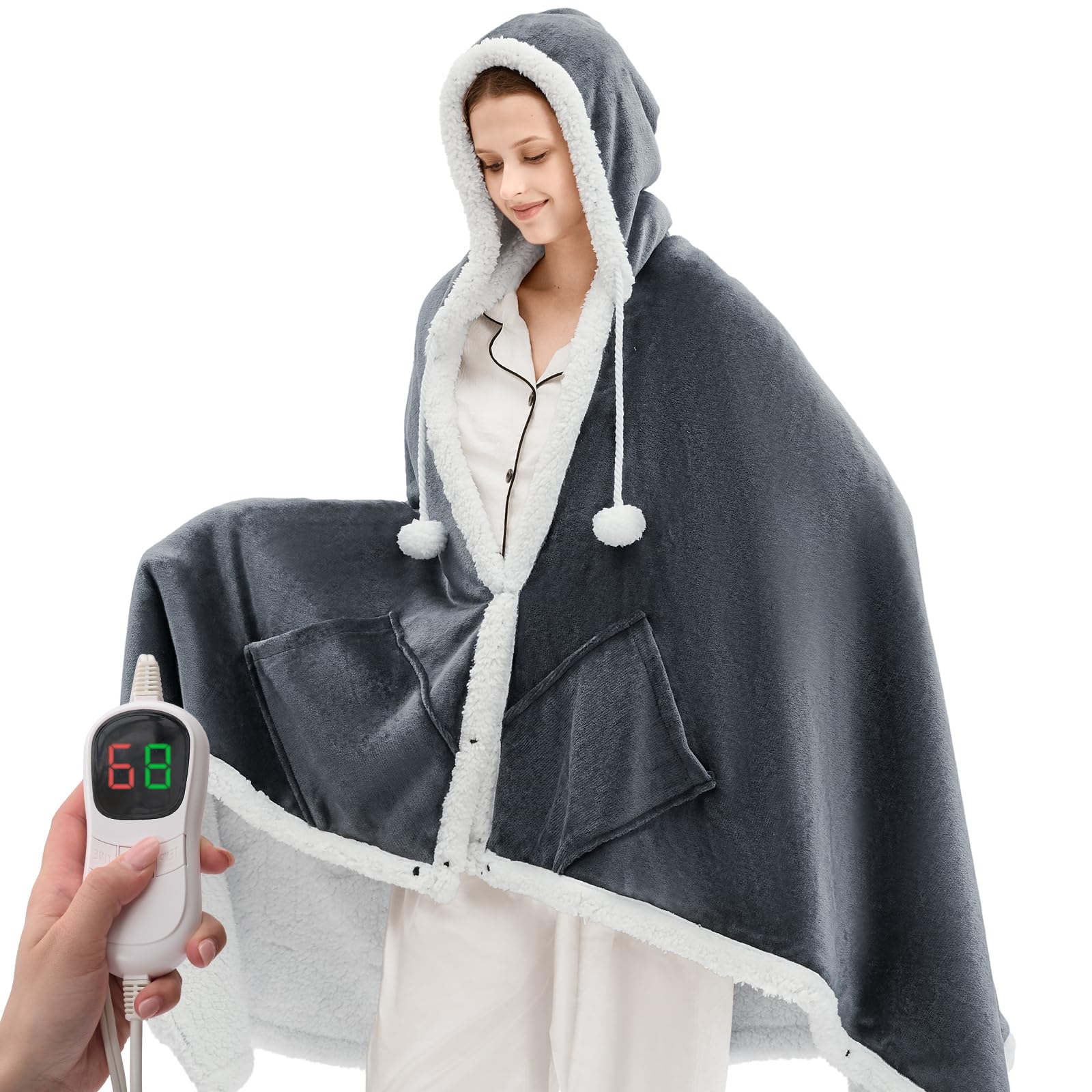 Wearable Heated Blanket Throw, 40 in x 70 in