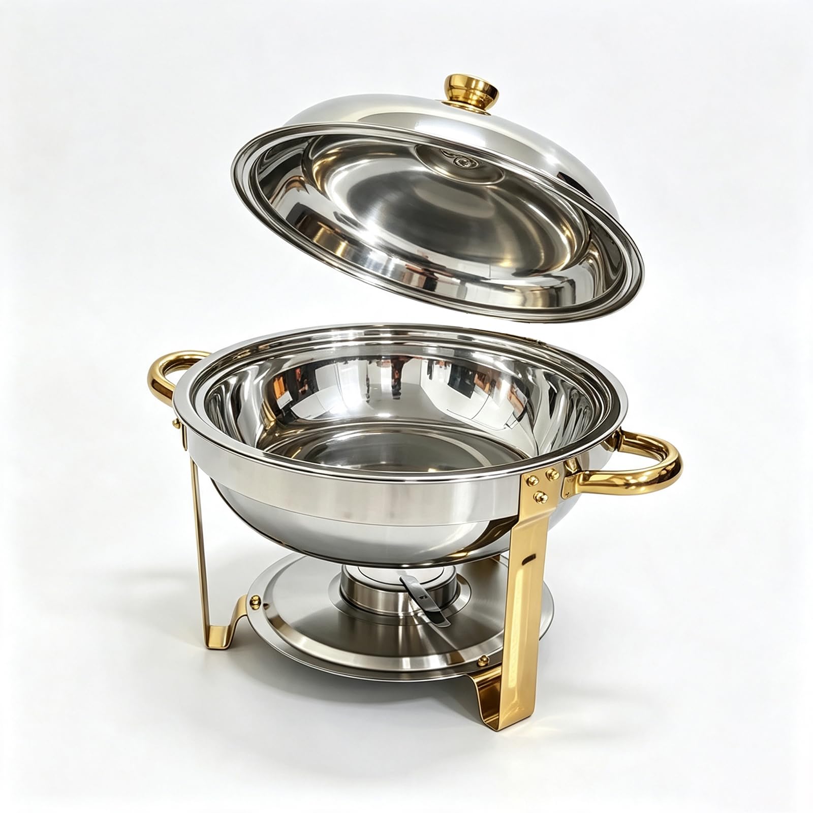 6 L Redondo Chafing Dish, Calentador de Alimentos de Acero Inoxidable | Platos para Calentar Alimentos de Acero Inoxidable,Bandejas Extraíbles,para Restaurante, Fiestas, Bodas, Catering