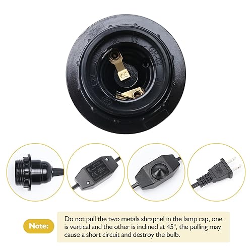 Miniatura 6 de Base de lámpara calefactora, soporte para lámpara de calor de 4.75 pies, lámpara colgante de lámpara colgante, cable de cable E26E27 (base de