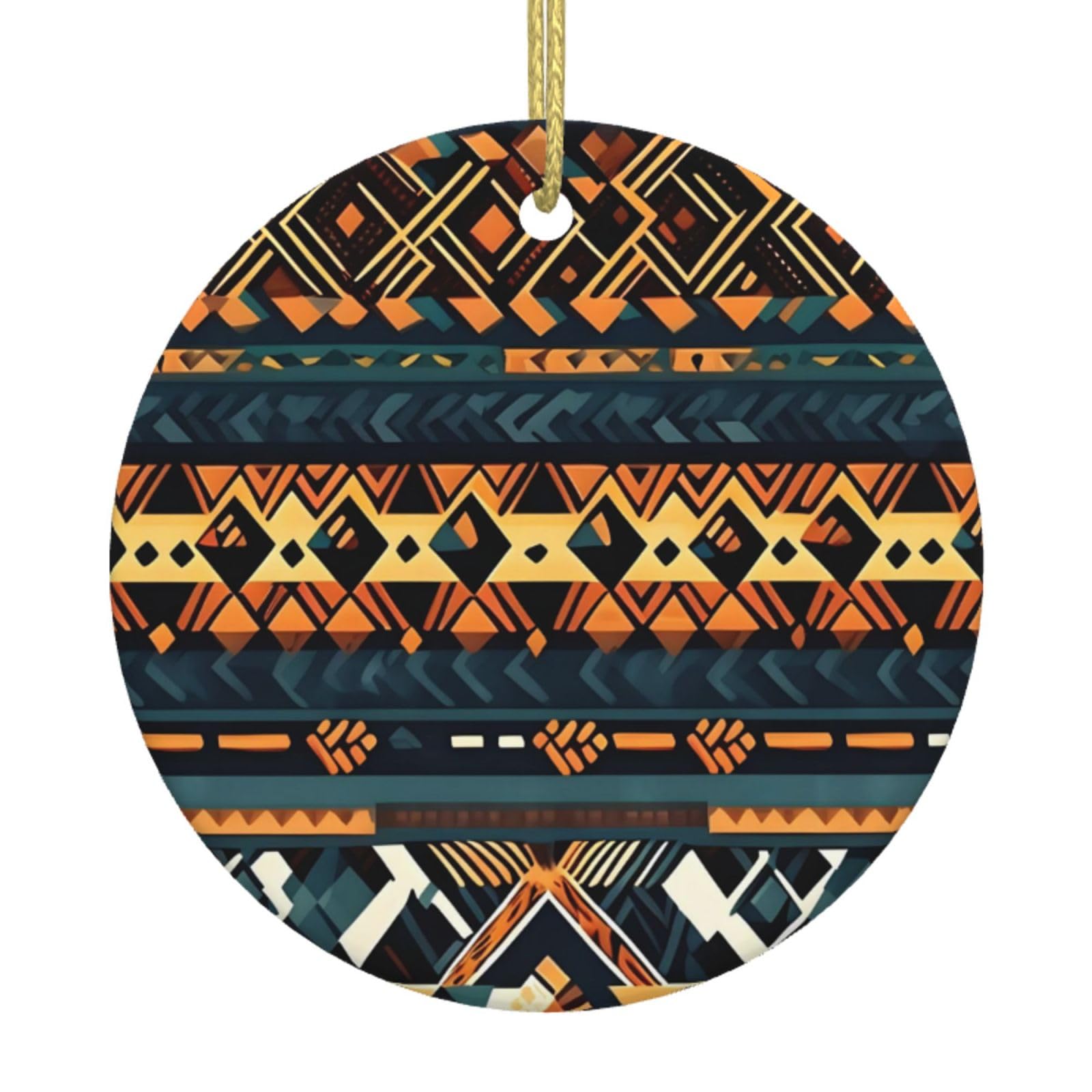 African Tribal Ethnic Texture Printed Christmas Tree Ceramic Ornaments Holiday Decoration Christmas Unique Pendant for Christmas Party