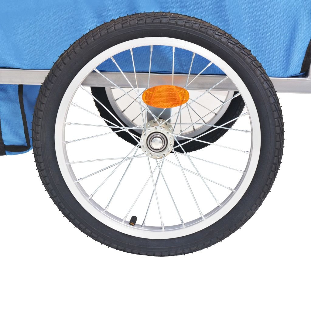 mewmewcat Remorque de Vélo pour Enfants Capacité 30 kg pour 2 Enfants 137 x 77 x 87 cm Gris et Bleu Foncé avec Le Fanion de sécurité