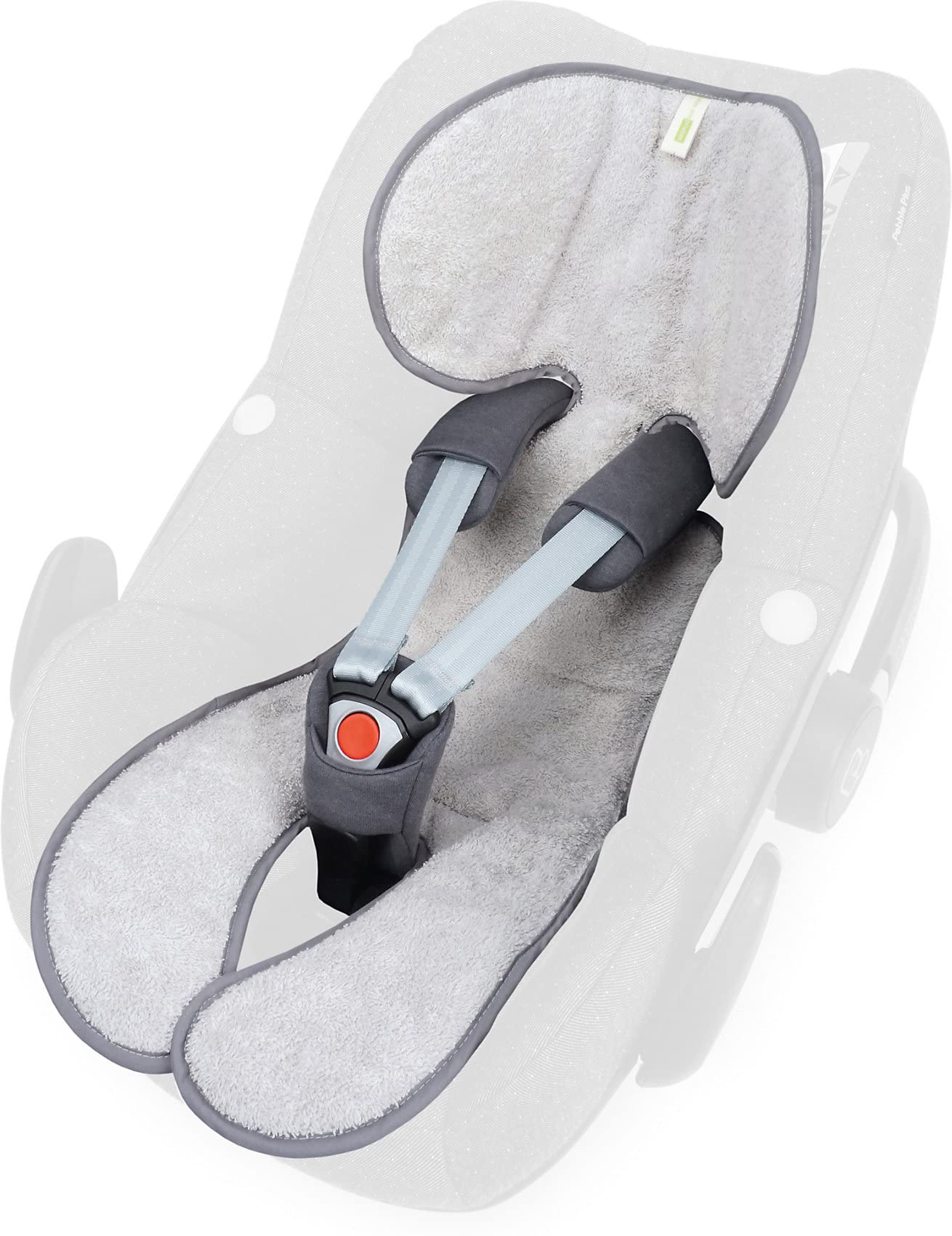 Sitzauflage Lola für Babyschalen Gruppe 0 mit Easy-Out Gurtsystem | Kühlt durch Luftzirkulation | Alternative zum Sommerbezug | Atmungsaktiv & Waschbar | Baumwolle | 26 x 75 cm