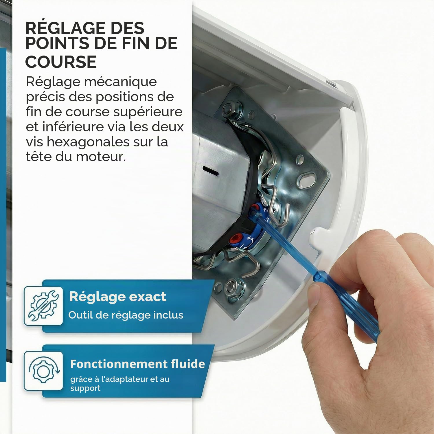 Moteur de volet roulant, 50 Nm, max. 113 kg pour arbre à 8 pans de 60 mm - Interrupteur mécanique (1 pièce)