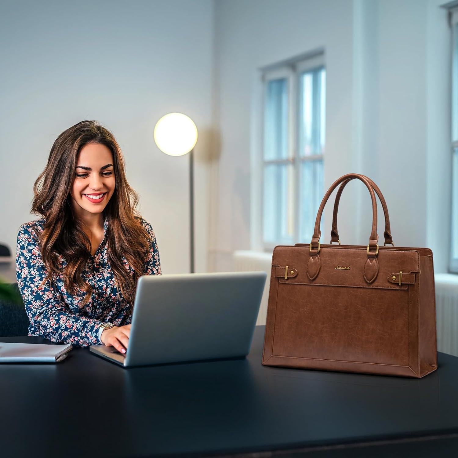 LOVEVOOK Laptop Bag for Women, 15.6 Inch Large PU Leather Tote Bag, Professional Teacher Work Bag, Waterproof Business Computer Briefcase, Shoulder Tote Purse for Office - Image 3