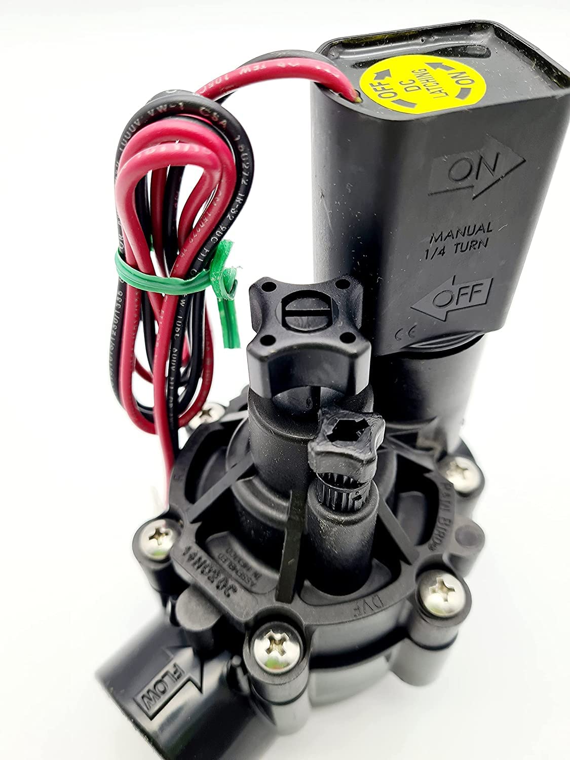 Elettrovalvola irrigazione 1" 9 V con regolatore di portata 100 DVF. Funziona con programmatori a batteria di qualsiasi marca. Rain Bird Company