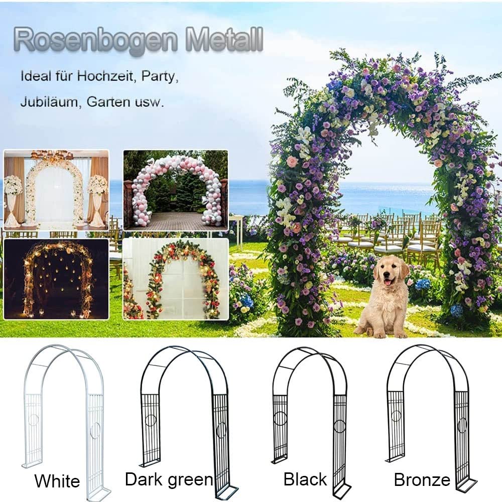 Grote metalen tuinboog voor klimplanten Heavy Duty Outdoor Rose Prieel met Bases Ideaal voor Bruiloft Decor 200 * 230 cm