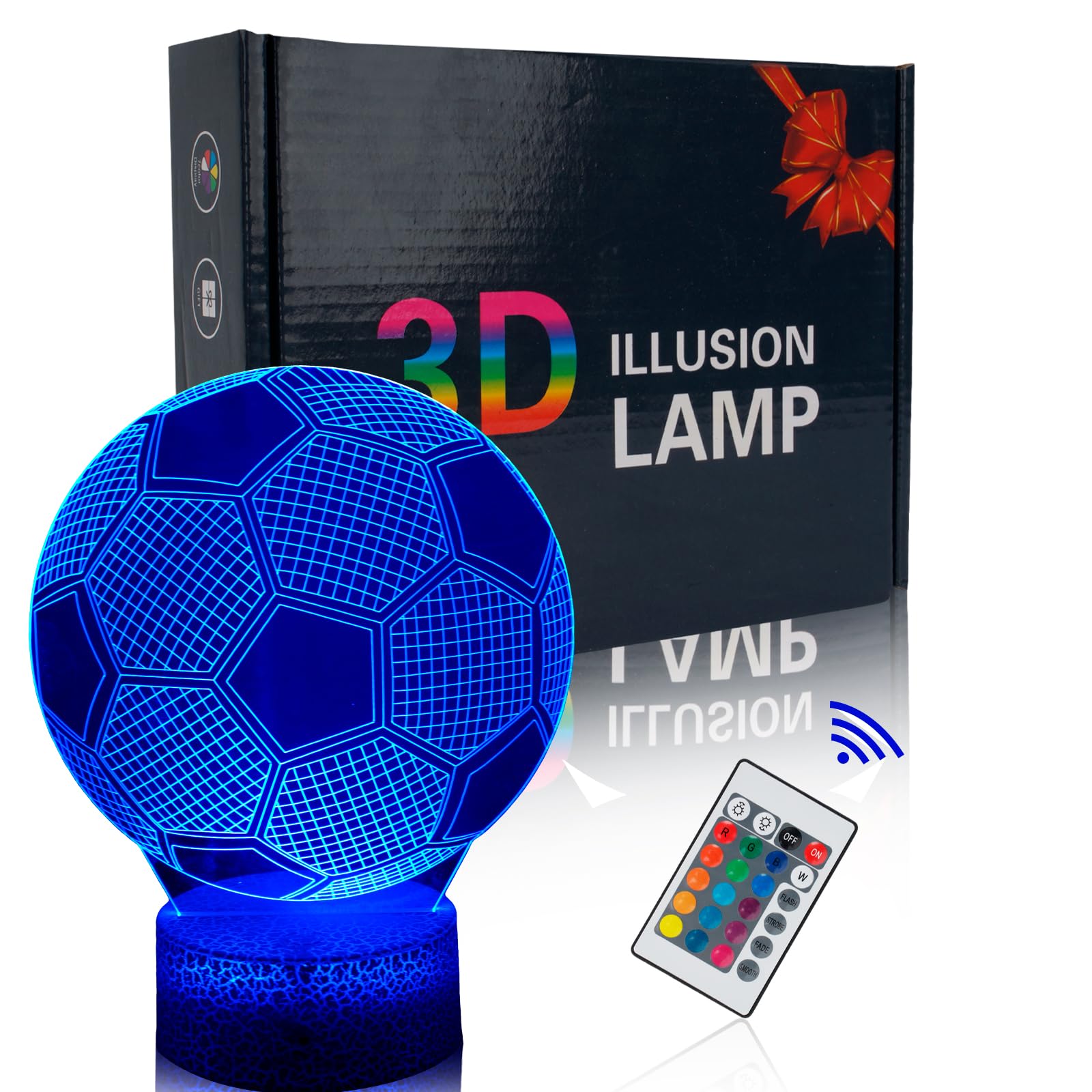 Skythrive Luce Notturna per Il Calcio 3D Illusion Cambia Colore 16 Colori - Regali di Calcio per Ragazzi e Ragazze, Regalo Bambino 10 Anni Maschio, Decorazione Camera da Letto