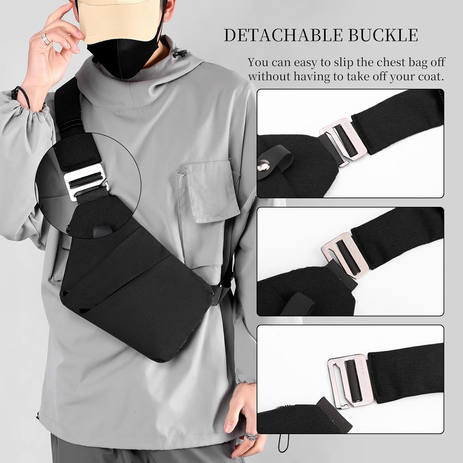 Anti Theft Crossbody Bag,Sling Bag for Women Men,Multi-pocket Chest Shoulder Bag for Travel, Sport, Work - Image 5