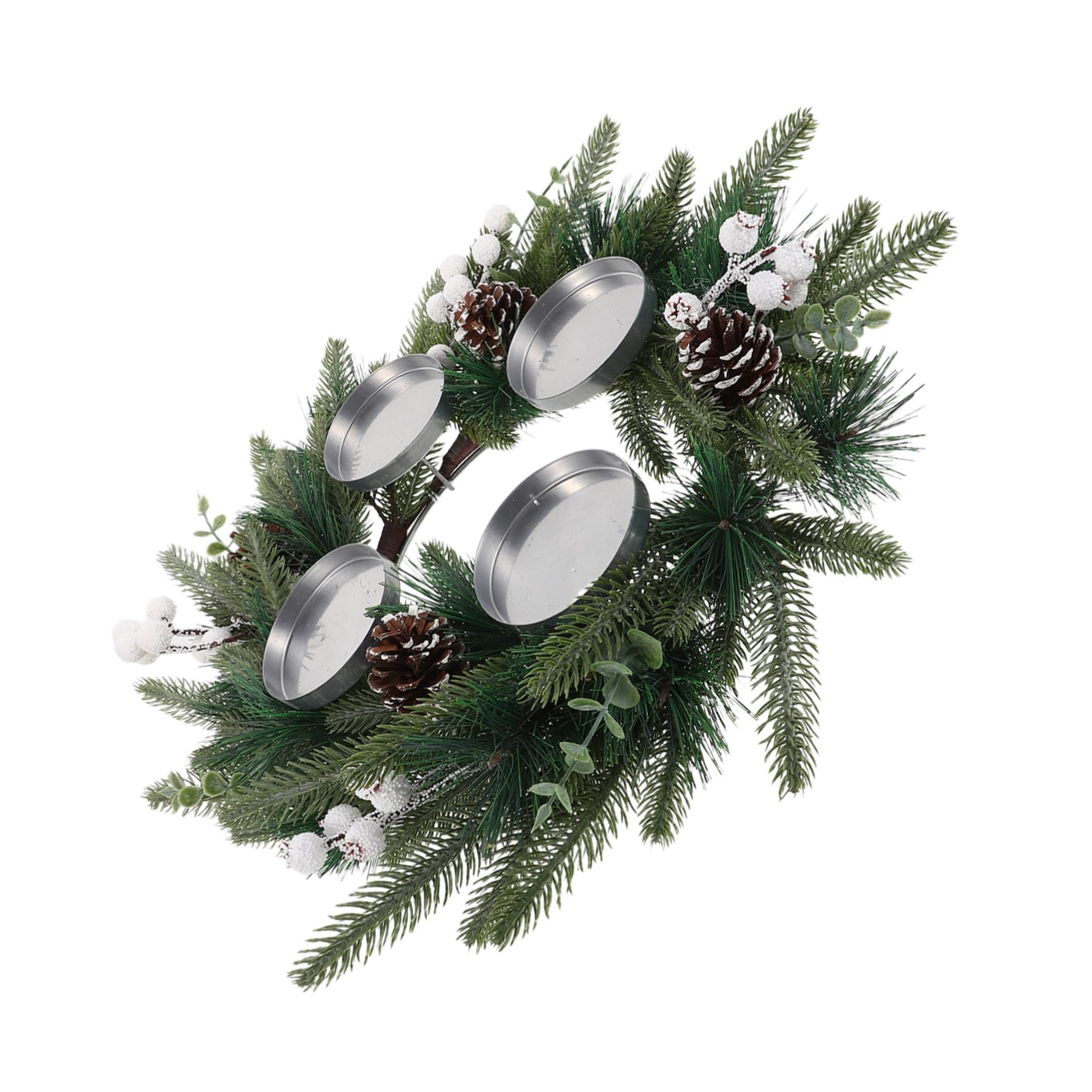 Couronne de Noël en pin pour table propre sans épines avec porte-bougies