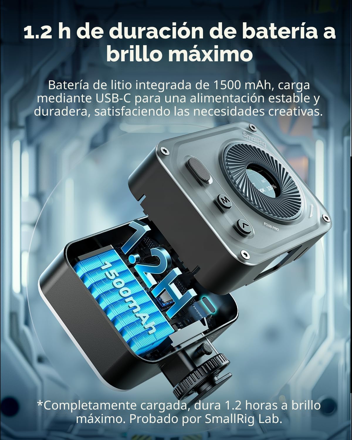 SMALLRIG Luz de Video RGB Vibe P108 Pro, Luz LED Portátil para Cámara para Fotografía, Luz de Zapata Fría, CRI95+, 2500-6500K, 12 Efectos, Accesorios de Luz de Relleno,Transmisión 4661