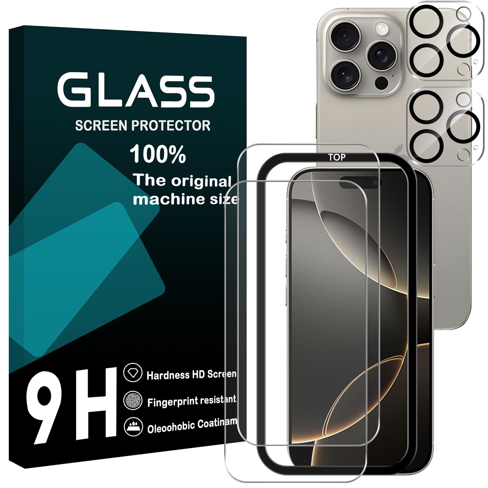 対応 iPhone 16 Pro Max ガラスフイルム ガイド枠付き 【2+2 枚セット-国産AGC旭硝子 】 対応 iPhone16 pro max フイルム 【2枚】+ レンズフィルム 【2枚】 アイホン16promax 液晶保護フィルム アイフォン16プロ マックス 強化ガラス さらさら あいほん16プロ max ガラス レンズ保護フィルム ケース 【 日本旭硝子素材採用 硬度9H 耐衝撃 飛散防止 超薄 厚さ0.26mm 気泡ゼロ 3D Touch対応 高感度 撥油性 指紋防止 超耐久 ラウンドエッジ加工】 TZ-IP16PM-TM221