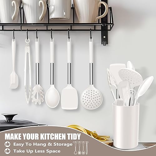 Miniatura 8 de E-far Juego de utensilios de cocina de silicona de 14 piezas, juego de utensilios de cocina con soporte, espátula, cucharón, cuchara, espátula