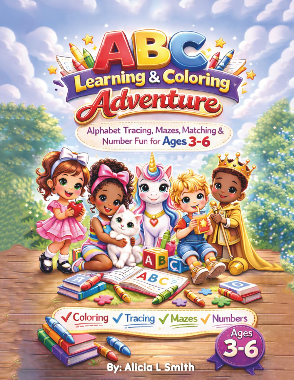 ABC Learning & Coloring Adventure: Alphabet Tracing, Mazes, Matching & Number Fun for Ages 3-6