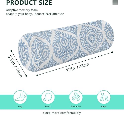 Miniatura 3 de Acuarela Azul Ornamento Bolster Almohada Cabecero Cuello Rollo Almohada Inserción Pequeña Almohada Redonda Almohada de Viaje Cilindro Almohada