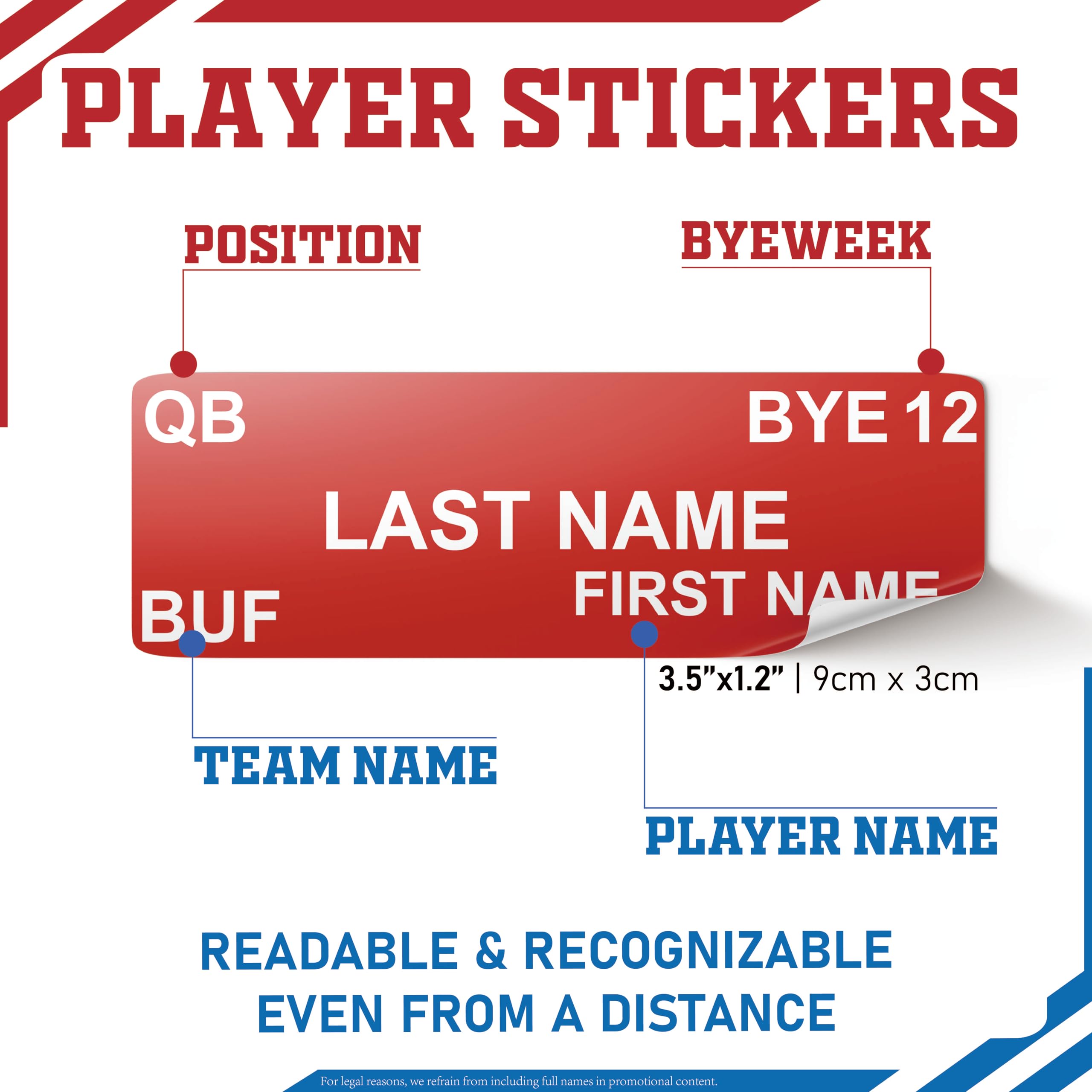 Bambluby Fantasy Football Draft Board Stickers 2025-2026 with Over 596 Players - Alphabetized by Position(Stickers Only) (FFL Stickers(IDP Stickers Included))
