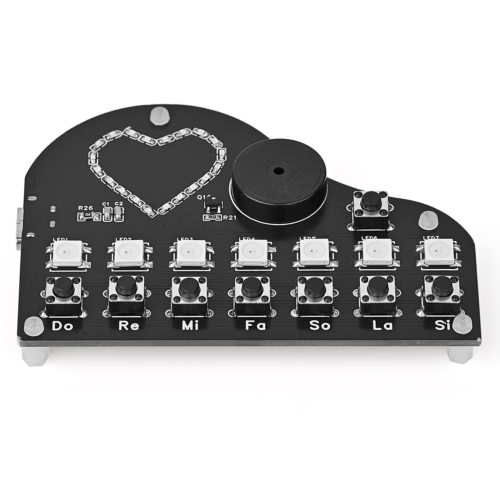 QEBIDUM DIY Piano Soldering Project Kit Electronics Learn to Solder Practice Kits, Heart Shaped LED Light Multi-Function Learning Circuit Solder Board